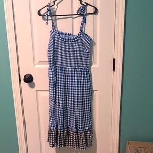 Draper James Blue, White & Black Gingham  Dress